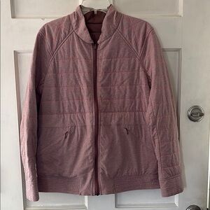 Lululemon The Bomb Bomber Heathered Bark Berry Quilted Reversible Jacket